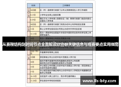 从赛程结构到时间节点全面解读欧协联关键信息与观赛要点实用指南