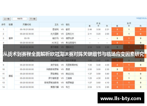 从战术到赛程全面解析欧冠淘汰赛对阵关键细节与临场应变因素研究